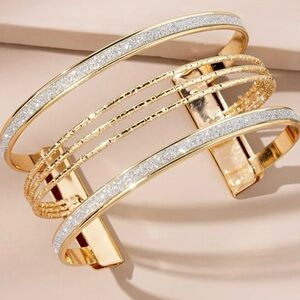 Glitter Detail Cuff Bangle Bracelet